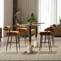Luxury Modern Bar Stool Velvet Leather Solid Wood High Chair