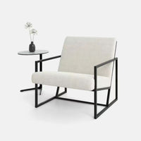 Luxe Off White Boucle & Black Chair